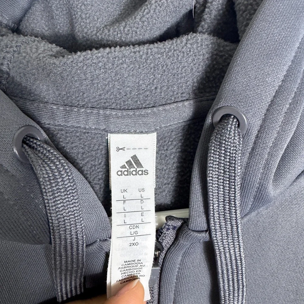 Adidas Mens‎ Full Zip Hoodie Dark Gray Fleece Long Sleeve Activewear Outdoor L